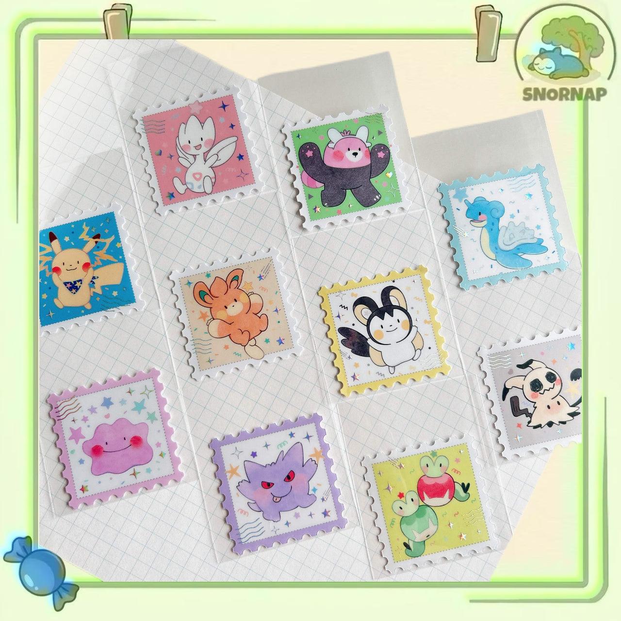 "stamp sticker C" Stickers 10 pc set